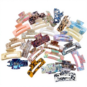 Pinza de <span class=keywords><strong>Pelo</strong></span> Grande de Acetato Estilo Coreano para Mujer, Diseño Cuadrado con Estampado de Leopardo, Retro, de Alta Gama, Hecha a Mano - Product Image 1