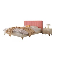Lit double moderne et simple en cuir véritable de première qualité, rembourré, avec fonction de rangement, style luxe léger pour chambre principale
