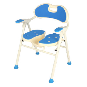 Chaise de douche pliable en alliage d'aluminium FZK, réglable en hauteur, détachable, bleu orange, 58x50x72cm - Product Image 1