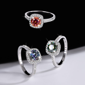 925 joyería fina de plata 1CT corte de cojín Moissanite compromiso y anillo de promesa de anillos de boda moissanita - Product Image 6