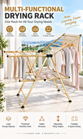 Séchoir à linge métallique autoportant pliable à ailes, grande capacité, pour intérieur et extérieur