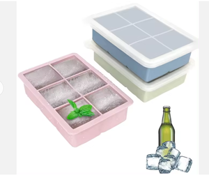 Bacs à glaçons à 8 grilles avec couvercle amovible résistant aux éclaboussures <span class=keywords><strong>Bac</strong></span> à glaçons en silicone réutilisable <span class=keywords><strong>de</strong></span> qualité alimentaire avec couvercle - Product Image 4