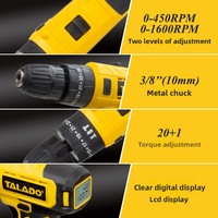 Perceuse-visseuse électrique multifonctionnelle sans fil TALADO pour le commerce extérieur, avec batterie au lithium rechargeable 21V 2.0AH, couple max. 35 Nm