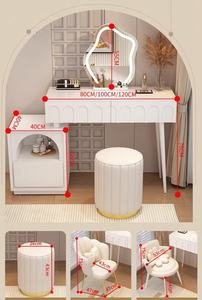 Modern <strong>Dressing</strong> <strong>Table</strong> Smart <strong>LED</strong> Lighted Makeup Vanity <strong>Mirror</strong> with Ins Grey Pine Storage Chest-MDF Panel Bedroom Wall Mount - Product Image 6