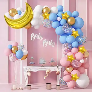 Conjunto de decoración de fiesta de cumpleaños para niño o niña, arco de globos de látex con temática de género, cadena