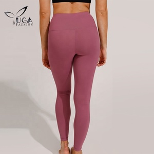 Mallas deportivas transpirables con Control de barriga para mujer, pantalones de Yoga personalizados de sensación desnuda, colores sólidos, gran oferta - Product Image 2