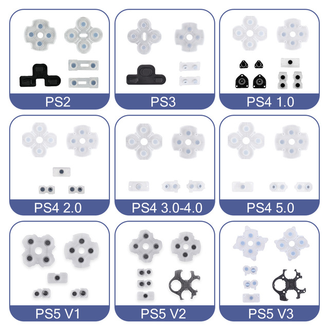 Button Conductive Rubber Pad for PS2/PS3/PS4/PS5 Controller D Pad ABXY Button Conductive Adhesive V1 V2 V3