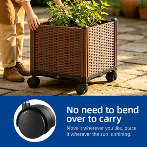 Jardinera Moderna de Plástico PP Fácil de Instalar <span class=keywords><strong>con</strong></span> <span class=keywords><strong>Ruedas</strong></span>, Jardinera <span class=keywords><strong>con</strong></span> <span class=keywords><strong>Ruedas</strong></span> para Interiores y Exteriores, Tamaño Personalizado - Product Image 2