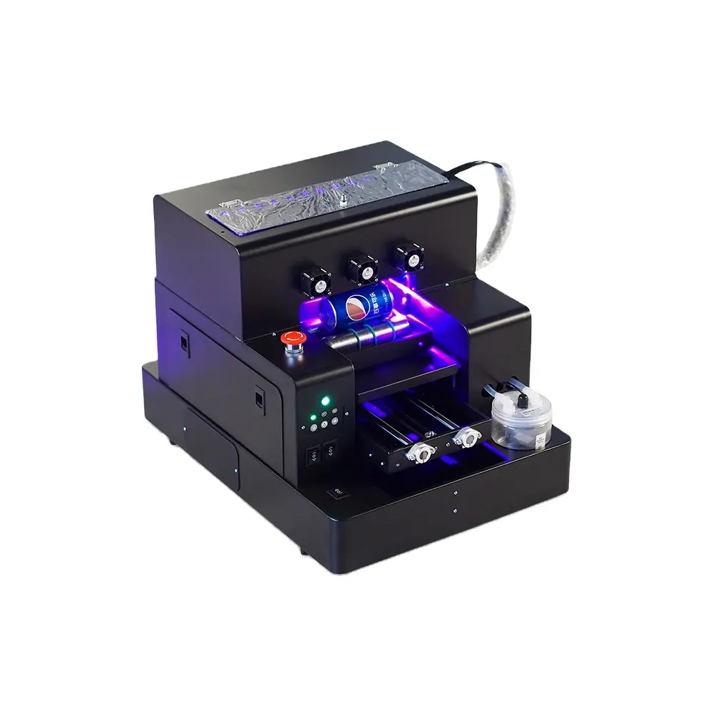 ใหม่ล่าสุด A4ขนาดเครื่องพิมพ์ UV สำหรับกรณีโทรศัพท์ขวดไม้ที่มี Rip ซอฟต์แวร์ A4 UV เครื่องพิมพ์ Flatbed