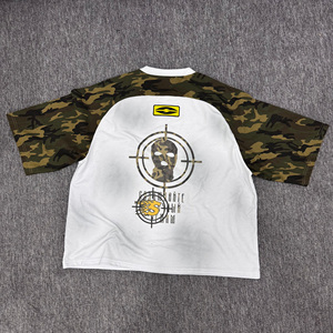 Camiseta de Algodón Grueso, Estilo Vintage, Lavado Ácido, Camiseta de Diseñador, Camiseta de Camuflaje para Hombre - Product Image 2