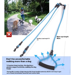Dây Xích chó nylon nặng với tay cầm có đệm không bị rối có thể tháo rời xoay cho hai hoặc ba vật nuôi mô hình rắn - Product Image 4