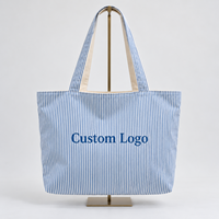 Sac fourre-tout rayé réversible en polycoton, en gros, en stock, pour promotion de marque, vente au détail, approvisionnement en vrac, usine OEM