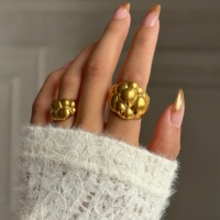 Nouvelle Bague Dazan Hiver 2027 Tendance Ins en Acier Inoxydable Plaqué Or PVD 18 carats de Haute Qualité, Style Baroque Gypsy Dance Broccoli