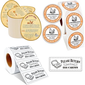 Lot d'autocollants pour œufs frais de la ferme, comprenant 250 cartes d'instructions, 800 autocollants ronds non lavés pour cartons d'œufs fraîchement coulés - Product Image 1