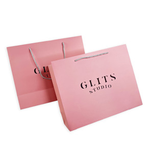 Wholesale Custom Logo Pink <b>Paper</b> Bags Black Hot Stamping Print Luxury Gift <b>Paper</b> Shopping Pouches For Fashion Store Boutique - Product Image 4