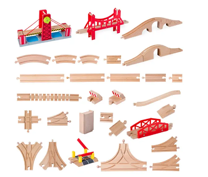 Обучающие деревянные игрушки Монтессори «сделай сам», деревянный набор железнодорожных треков, деревянный поезд, железная дорога, игрушка для детей