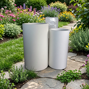 Ensemble de pots de fleurs circulaires minimalistes modernes en PP blanc léger pour plantes d'intérieur - Product Image 2