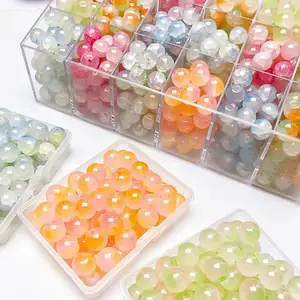 Blast Handmade aksesori DIY kaca longgar 8mm manik-manik lampu kristal 10mm untuk pembuatan perhiasan wanita