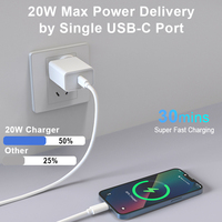 Expédition rapide 2 paquets de blocs de chargeur mural AU avec câble USB C supplémentaire de 1m de charge rapide Au chargeur Usb c 20W pour voyager
