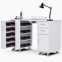 Table de manucure Station de table à ongles avec dépoussiéreur électrique 4 sacs à poussière Coussin de poignet Bureau ergonomique pour les ongles Table de maquillage des ongles