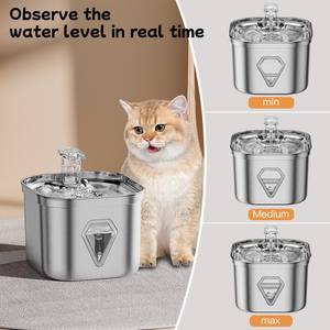Bebedero para Mascotas Diamond, Acero Inoxidable, 750g, Dispensador Automático Eléctrico para Perros y Gatos, Desmontable con Ventana - Product Image 4