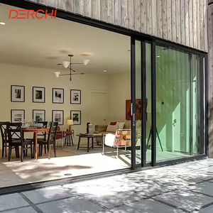 Portes coulissantes en aluminium à rupture de pont thermique DERCHI NFRC, résistantes aux ouragans, pour patio extérieur, avec 4 rails et grandes baies vitrées pour balcon. - Product Image 2