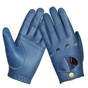 Gants en cuir de mouton bleu, longueur poignet, style uni, non doublés, respirants, pour usage quotidien décontracté, printemps automne - Product Image 4