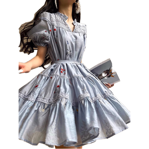 Per TWOTWINSTYLE da donna eleganti abiti ricamati Vintage con stampa romantica abiti lunghi con lacci e lanterna estiva - Product Image 2