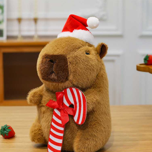 Offre Spéciale Noël : Peluches Capybara Père Noël et Canne à Sucre, Jouets en Peluche de Dessin Animé pour Enfants, pour Machines à Pinces et Bornes d'Arcade - Product Image 1