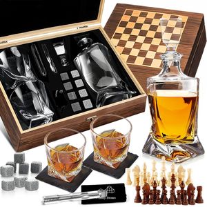 Juego de Decantador de <span class=keywords><strong>Whisky</strong></span> de Madera Estilo Antiguo con Vasos de Cristal, Posavasos y Piedras Enfriadoras, con Herramienta de Madera Incluida - Product Image 1