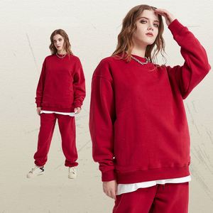 Sweat-shirt en molleton personnalisé avec logo brodé AI-MICH pour hommes et femmes, col rond oversize, pour l'hiver, à capuche - Product Image 5