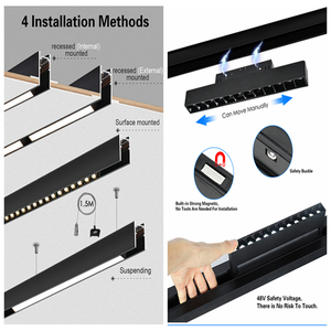 Rail de voie magnétique de profil en aluminium de lumière de voie magnétique de 48v pour le plafond <span class=keywords><strong>tendu</strong></span> - Product Image 5
