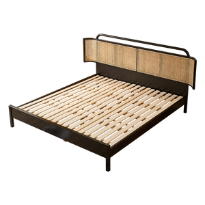 Кровати в стиле Ваби-Саби из экологически чистого массива дерева и натурального ротанга – двуспальные кровати размера King Size и Queen Size для отелей - Product Image 6