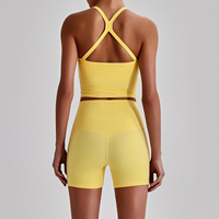 Ensemble de sport yoga : Legging taille haute galbant et brassière de sport respirante en Spandex/Nylon, anti-choc, pour l'entraînement