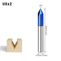 Personnalisable ODM/OEM 3 cannelures 60/90 degrés V-Cut Fraise en alliage solide Relief Gravure Cutter Double-Flûte Biseau Revêtement