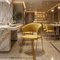 Chaise de salle à manger moderne en velours avec pieds en métal, chaise rembourrée pour restaurant, fauteuil de café et hôtel, mobilier commercial en gros