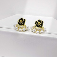 Boucles d'oreilles clous personnalisées en argent sterling 925, plaqué or 18 carats, avec fleur émaillée, perle et zircon, uniques pour mariage, fête ou vacances