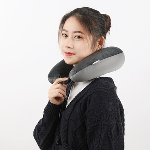 Almohada de viaje en forma de U para el cuello, 28x26x14cm, portátil, de color sólido, de poliéster y espuma, almohada de soporte para avión, oficina y siesta. - Product Image 1