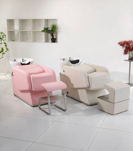 High-end Barber Shop Semi-reclining Modern Stainless Steel Massage Hair Washing <b>Bed</b> Flushable Basin Salon Use - Product Image 1