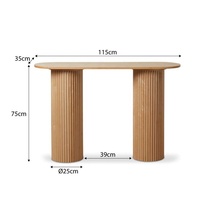 Table console d'entrée en bois moderne cannelée pour salon et couloir