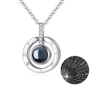 Collier avec pendentif en Projection de message, cadeau de saint-valentin 100 langues, je t'aime - Product Image 6