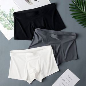 Calzoncillos bóxer de seda helada para hombre, estilo fresco de verano, ligeros, de una pieza, sin costuras, de tiro medio, para adolescentes. - Product Image 4