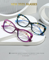 Lunettes de lecture unisexe 3248 à monture métallique ajourée, verres optiques anti-lumière bleue, style œil de chat, légères et tendance pour usage quotidien sur ordinateur