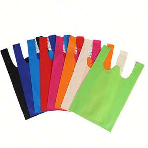 Venta al por mayor de ropa de compras portátil de supermercado personalizado de color Portátil Bolsa de chaleco no tejido - Product Image 1