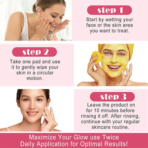 Almohadillas de limpieza de cúrcuma con Ácido Kójico, exfoliante para brillo de piel para cara y cuerpo, Etiqueta Privada - Product Image 4