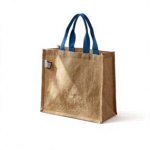 High Quality Stylish <b>Jute</b> <b>Shopping</b> Tote <b>Bag</b> Natural Fiber Eco Friendly Reusable Grocery Carry <b>Bag</b> for Retail Packaging Brand - Product Image 1