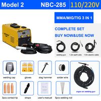 Soudeuse Blindée au Gaz CO2 110V & 220V Portable MMA/MIG/TIG Arc Onduleur IGBT AC DC Sans Gaz Machine à Souder à Liaison Secondaire NBC-285