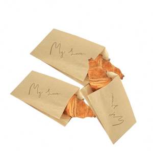 Sac en papier kraft personnalisé à fond pointu antiadhésif pour pain, biscuits, beignets et toasts, qui appartiennent à la marque de votre restaurant. - Product Image 3