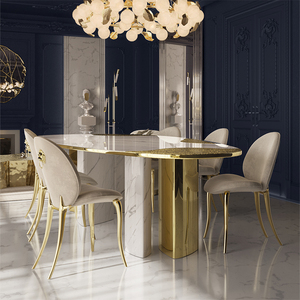 Bàn ăn cao cấp kiểu dáng đặc biệt sang trọng của Ý Nhà thiết kế biệt thự sang trọng Thời trang <span class=keywords><strong>s</strong></span>áng tạo Nghệ thuật Bàn ăn bằng đá cẩm thạch cao cấp - Product Image 3