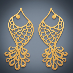 Boucles d'oreilles pour enfants en laiton faites à la main, motif poisson mignon, style bohème - Product Image 2